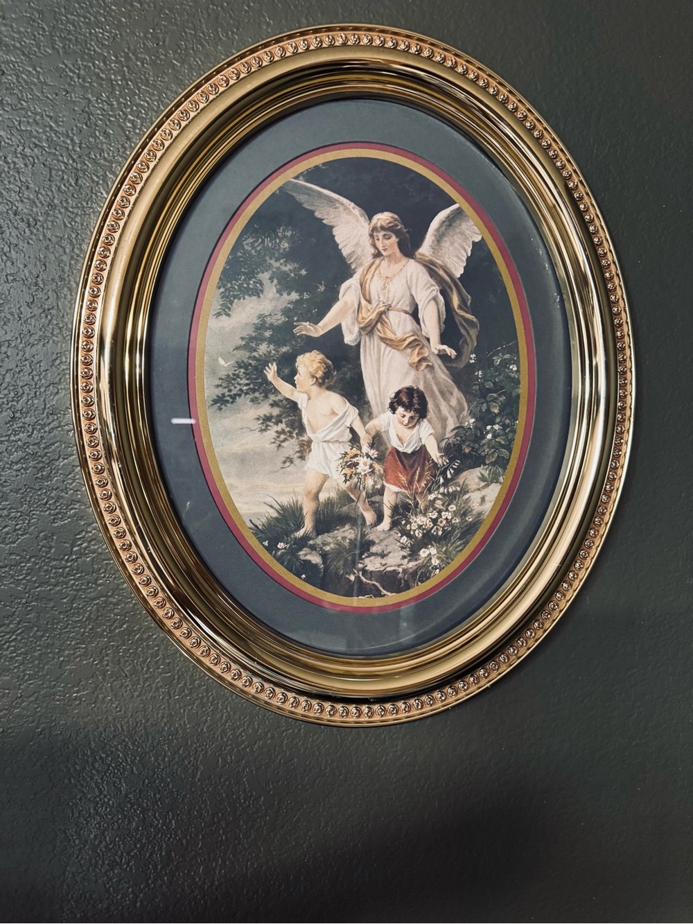 Gold Oval Guardian Angel Wall Art - Unbranded